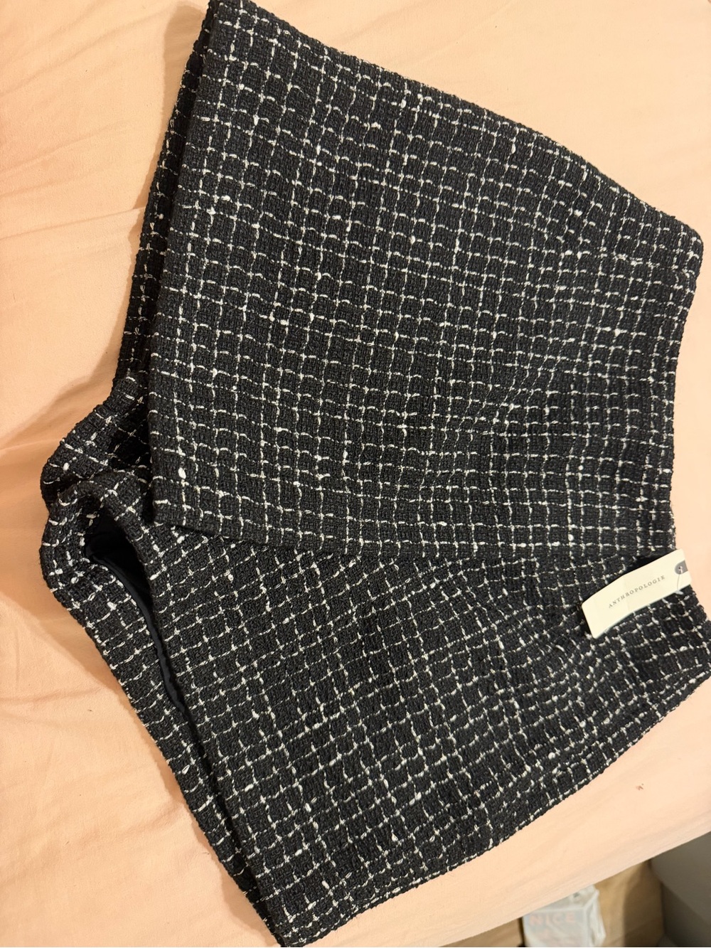 Maeve Black & White Check Tweed Skort